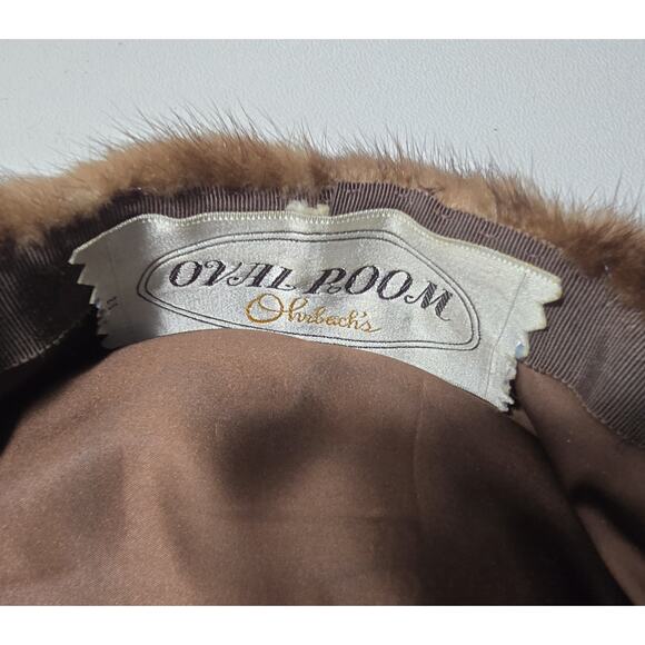 Vintage Oval Room Ohrbach's Brown Tones Mink Fur Hat Pillbox Style - Picture 6 of 8